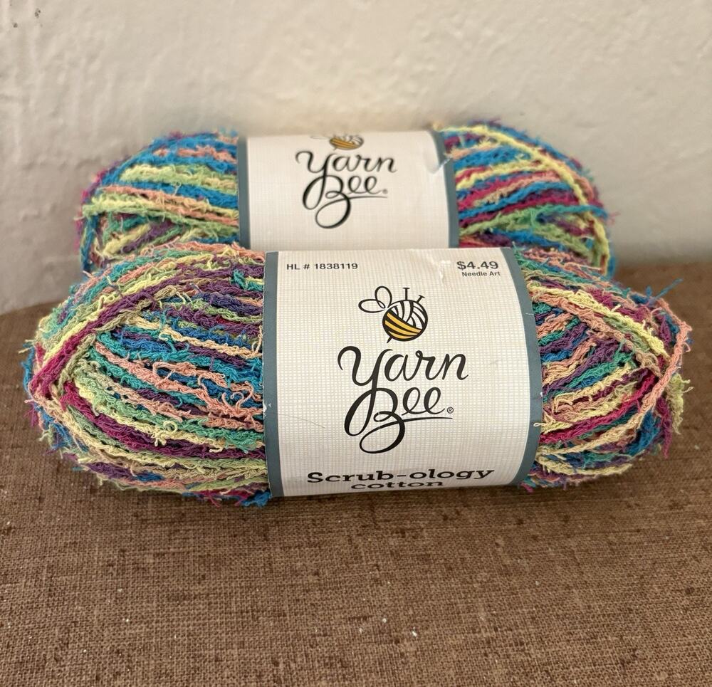 Yarn Bee Scrub-Ology Scrubby Cotton Rainbow Bridge 125 yds each - Lot of 2